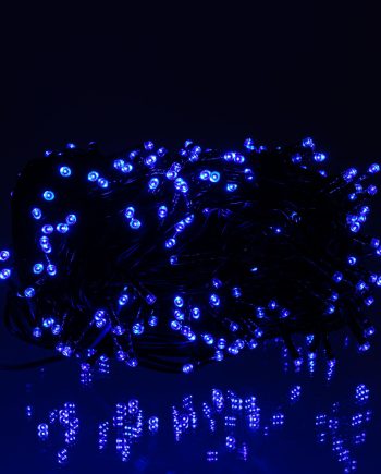 Новорічна гірлянда вулична 100 м 1000 LED із сонячною батареєю 8 режимів роботи чорний провід Синій SB1000L100MBBL
