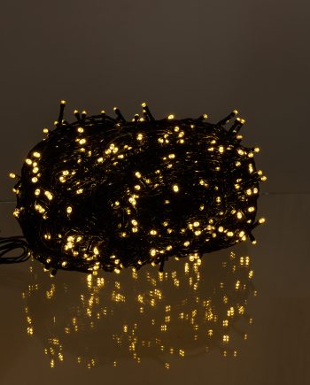 Новорічна гірлянда вулична 100 м 1000 LED із сонячною батареєю 8 режимів роботи чорний провід Жовте світло SB1000L100MBY