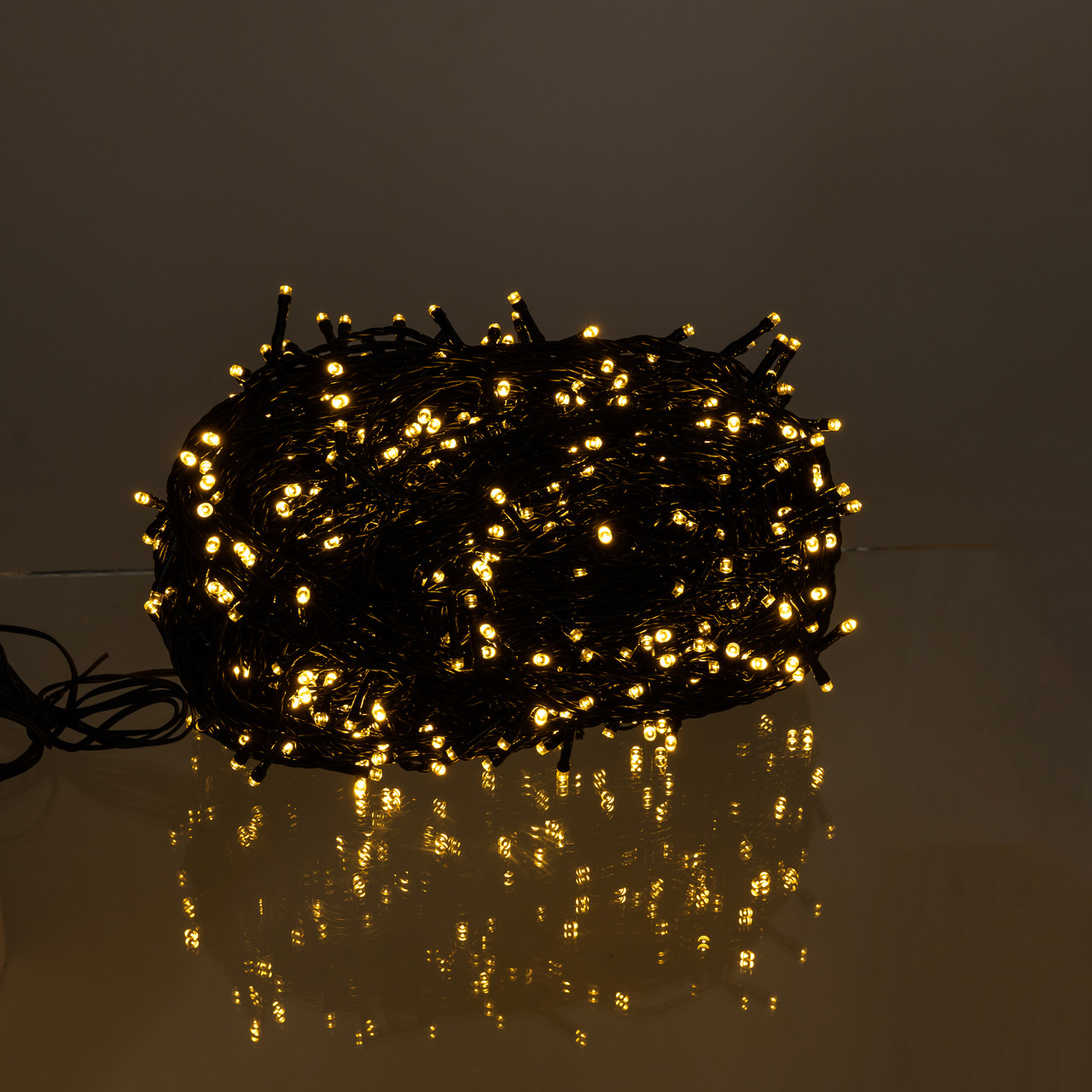 Новорічна гірлянда вулична 100 м 1000 LED із сонячною батареєю 8 режимів роботи чорний провід Жовте світло SB1000L100MBY