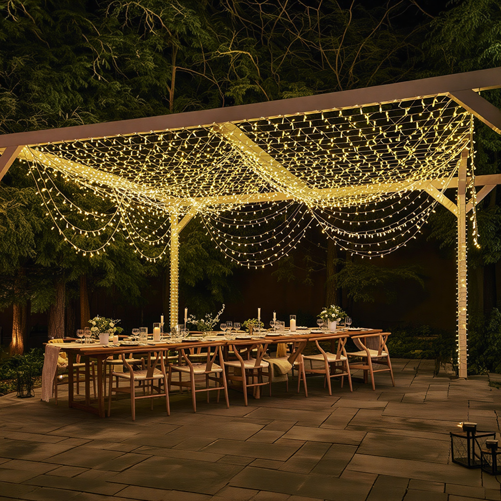 Новорічна гірлянда вулична 100 м 1000 LED із сонячною батареєю 8 режимів роботи чорний провід Жовте світло SB1000L100MBY