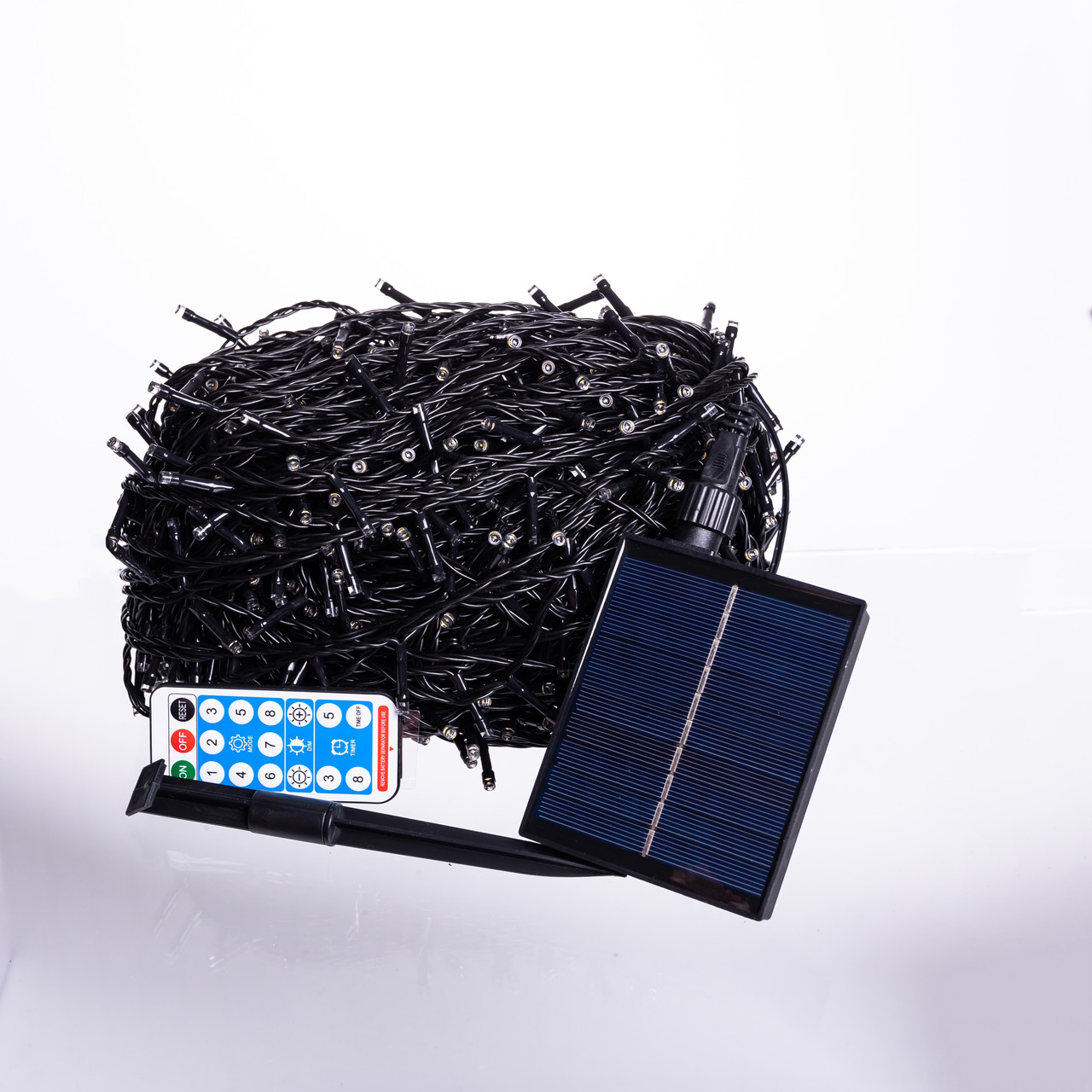 Новорічна гірлянда вулична 100 м 1000 LED із сонячною батареєю 8 режимів роботи чорний провід Жовте світло SB1000L100MBY