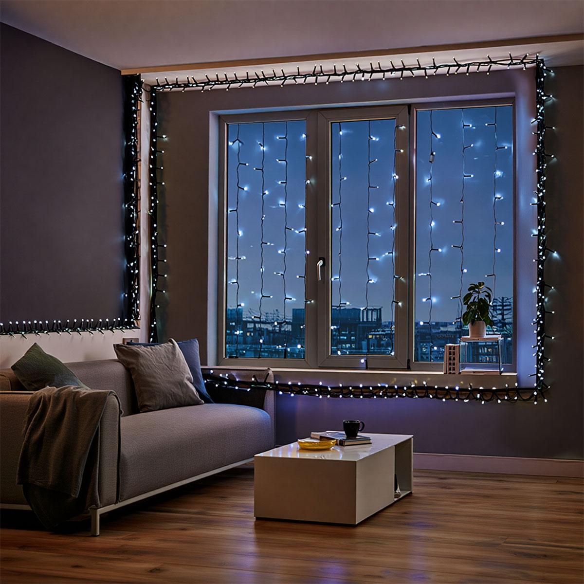 Новорічна гірлянда вулична 50 м 500 LED з сонячною батареєю чорний провід Білий SB500L50MBW