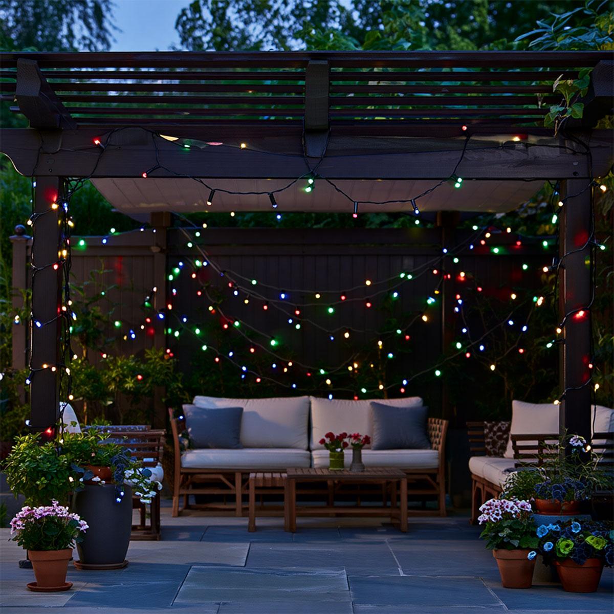 Новорічна гірлянда вулична 50 м 500 LED з сонячною батареєю чорний провід Мультиколір SB500L50MBML