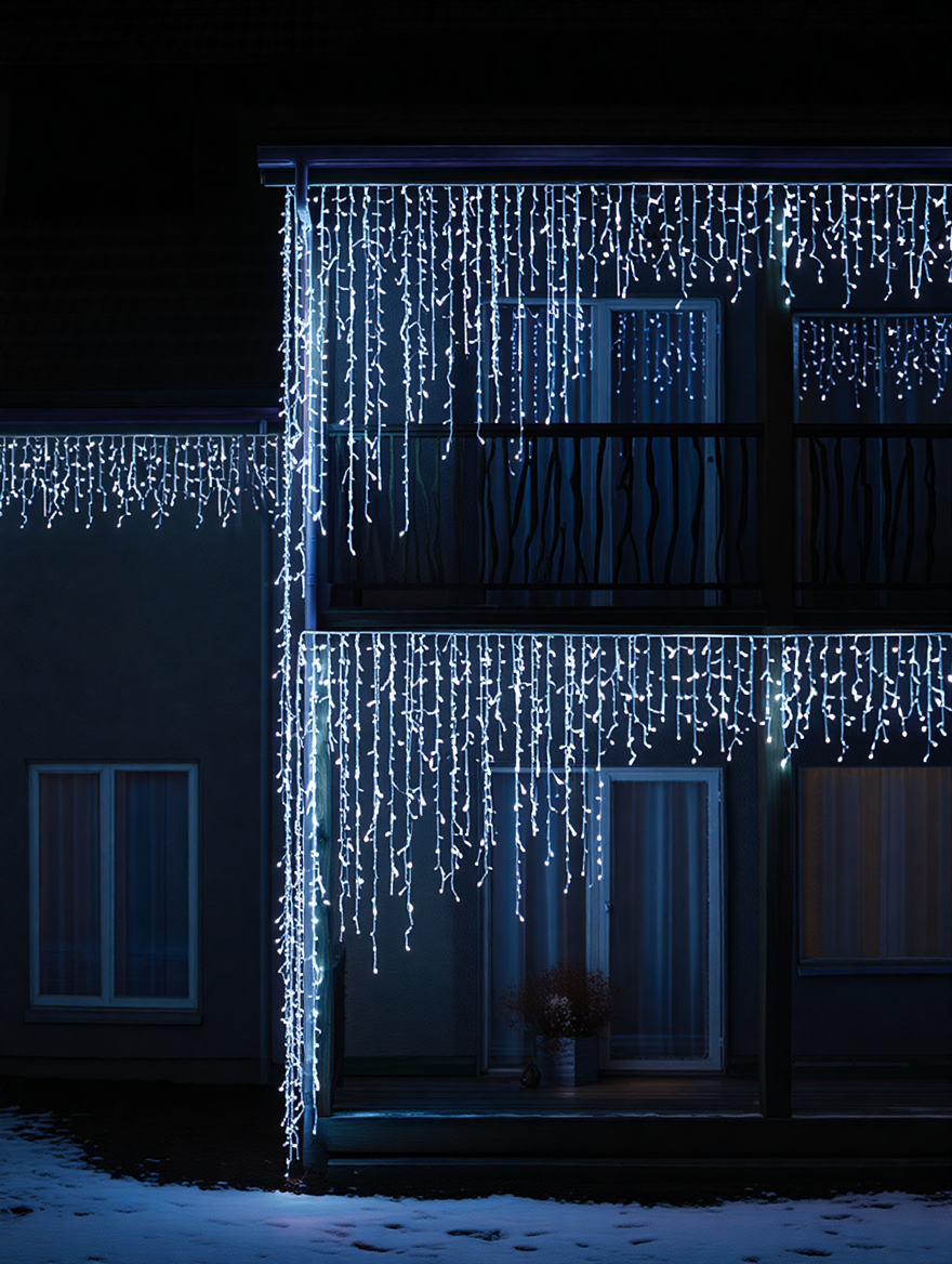 Вулична гірлянда Бахрома 36 м 600 LED білий провід Біле сяйво 36MWW