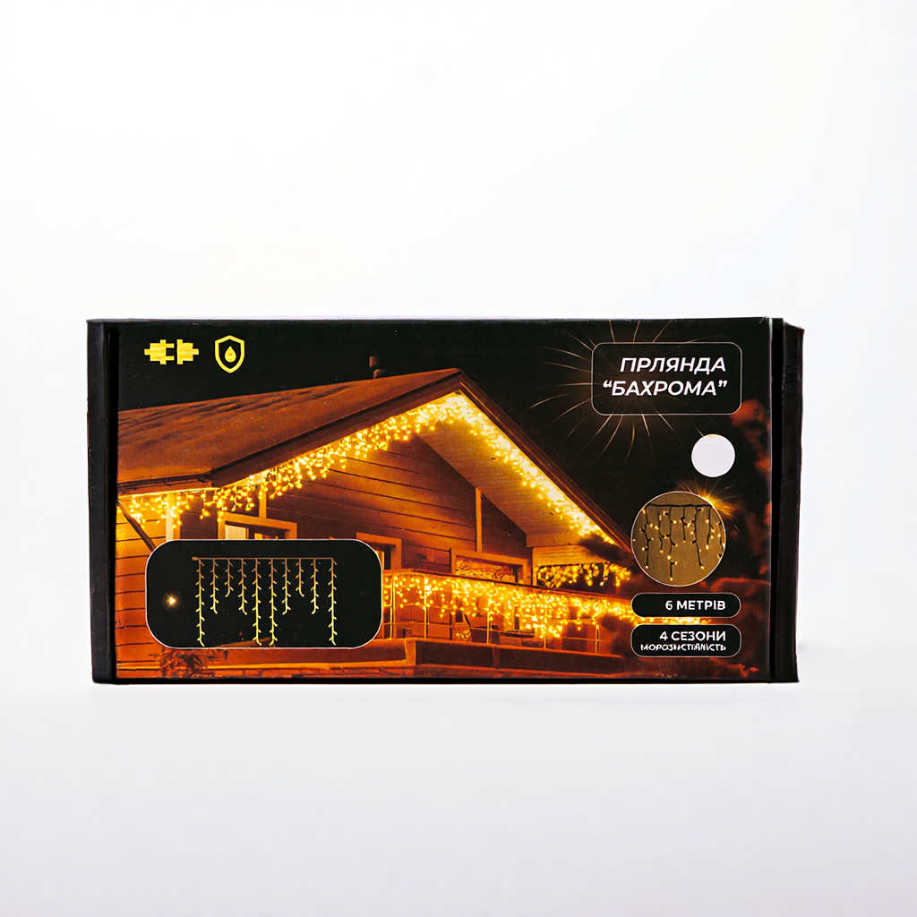 Новорічна гірлянда вулична Бахрома 6 м 105 LED білий провід Білий 6МWW