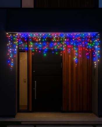 Новорічна гірлянда вулична Бахрома 6 м 105 LED білий провід Мультиколор 6MWMLNEW