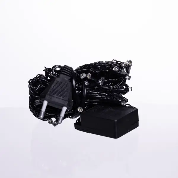 Новорічна кімнатна гірлянда нитка 6 м 50 LED чорний провід Білий W50LED6MBW