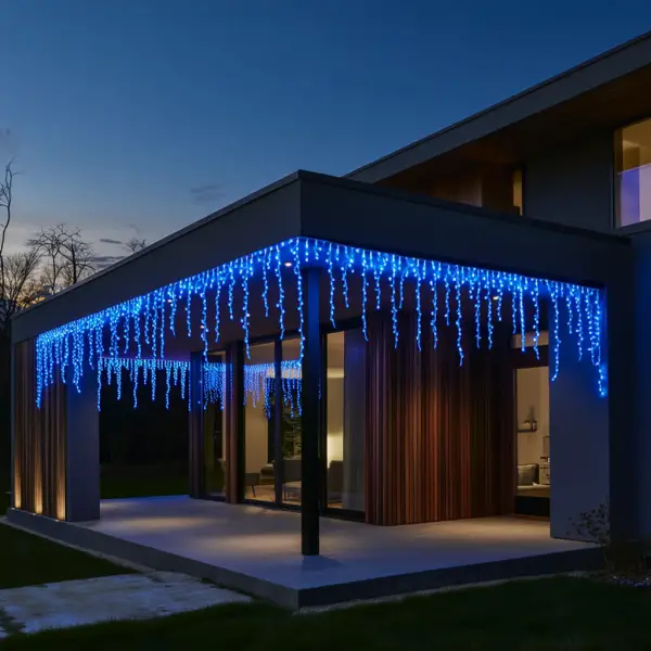 Вулична гірлянда Бахрома 25 м 405 LED гірлянда штора білий провід Синій 25MWBL