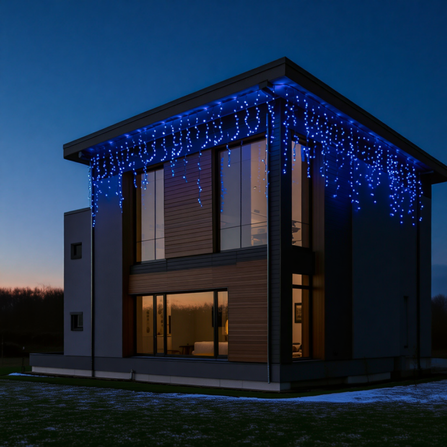 Вулична гірлянда Бахрома 25 м 405 LED чорний провід Синій 25MBBL