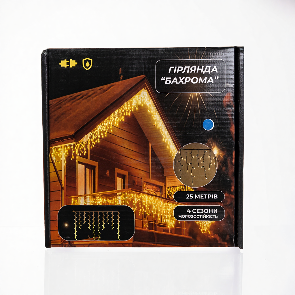 Вулична гірлянда Бахрома 25 м 405 LED чорний провід Синій 25MBBL