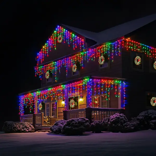 Вулична гірлянда Бахрома 50 м 600 LED білий провід Мультиколір 50MWML
