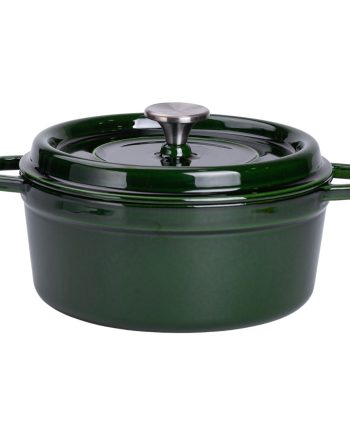 Каструля чавунна емальована 3,5 л з кришкою Ø24 см Зелена HP-1-1