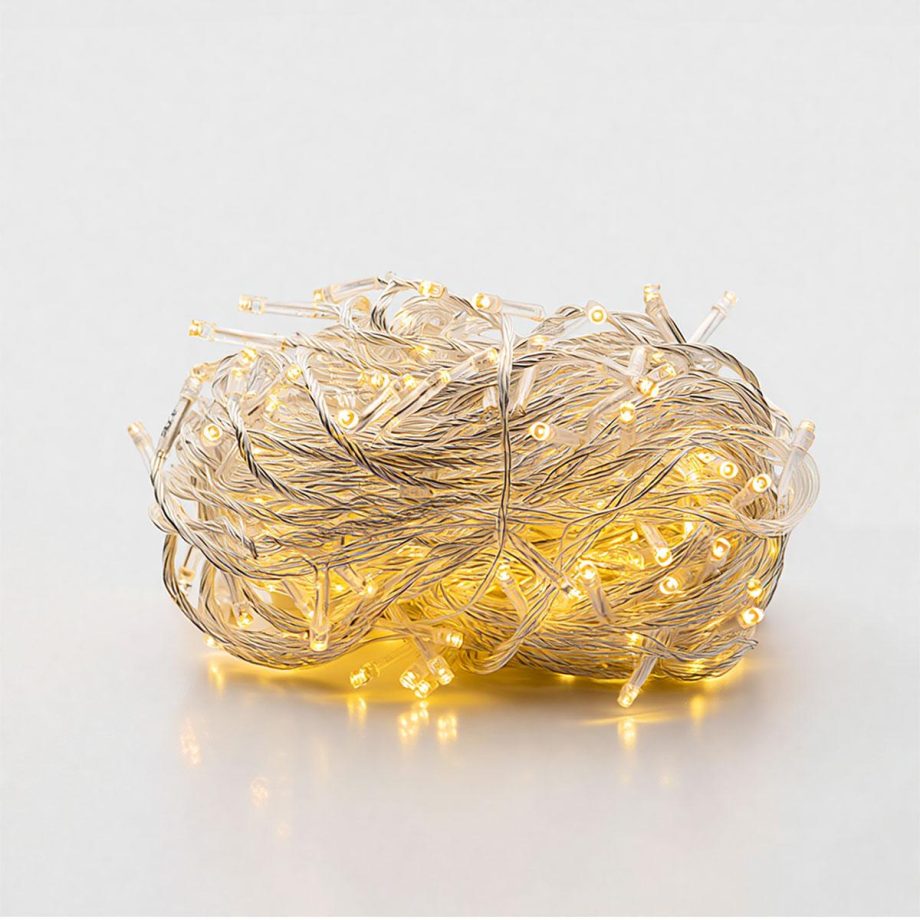 Новорічна гірлянда кімнатна нитка 22 м 220 LED білий провід Жовтий W220LED22MWY