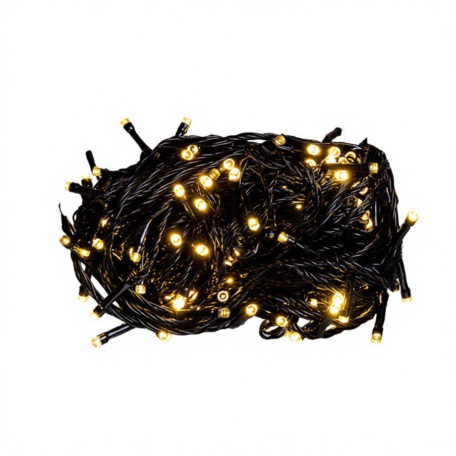 Новорічна гірлянда кімнатна нитка 22 м 220 LED чорний провід Жовтий W220LED22MBY