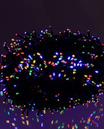 Новорічна гірлянда вулична 100 м 1000 LED з сонячною батареєю чорний провід Мультиколір SB1000L100MBML