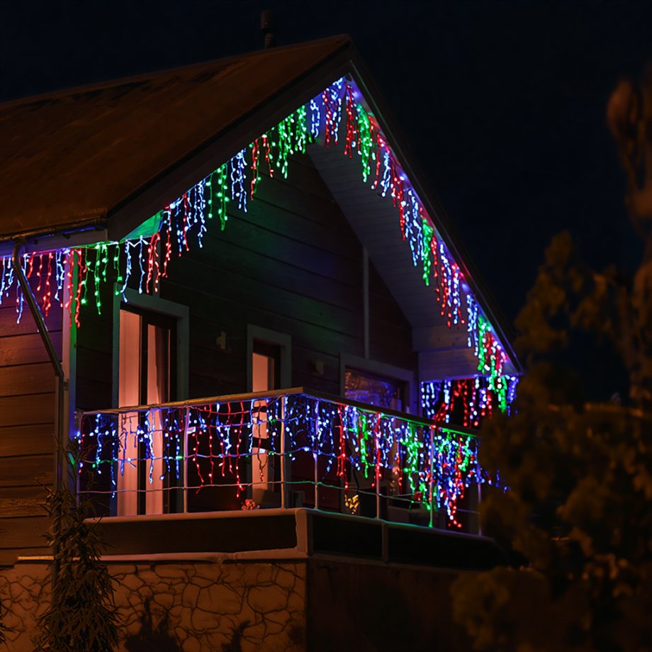 Новорічна гірлянда вулична Бахрома 36 м 600 LED чорний провід Мультиколор 36МBML