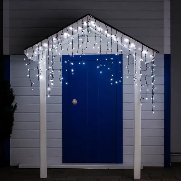 Вулична гірлянда бахрома 12 м 200 led чорний провід чорний провід Білий 12MBW