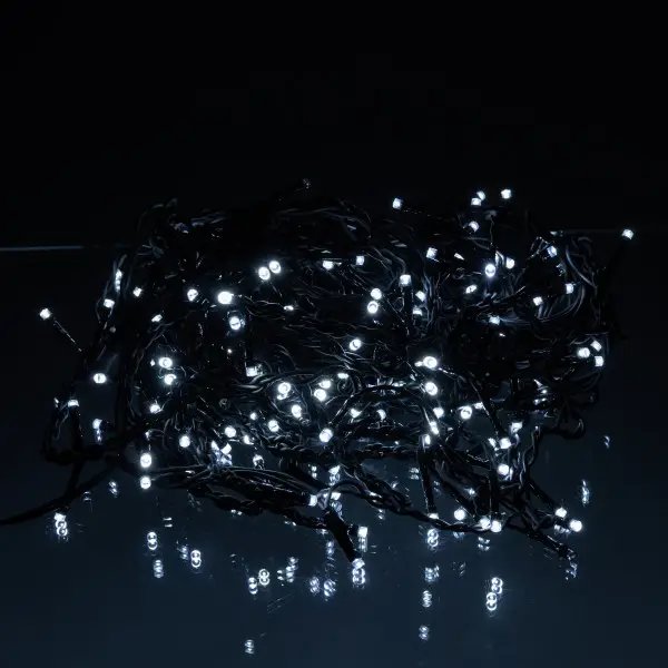 Вулична гірлянда бахрома 12 м 200 led чорний провід чорний провід Білий 12MBW
