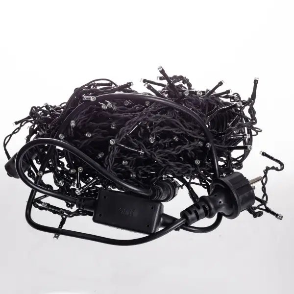 Вулична гірлянда бахрома 12 м 200 led чорний провід чорний провід Білий 12MBW