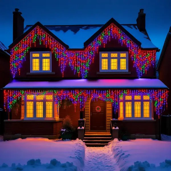 Вулична гірлянда Бахрома 20 м 335 LED гірлянда штора чорний провід Мультиколір 20MBML