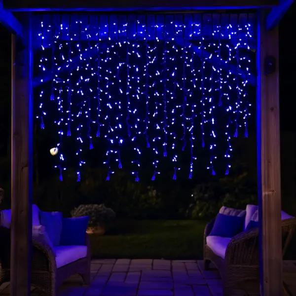 Вулична гірлянда Бахрома 20 м 335 LED гірлянда штора чорний провід Синій 20MBBL