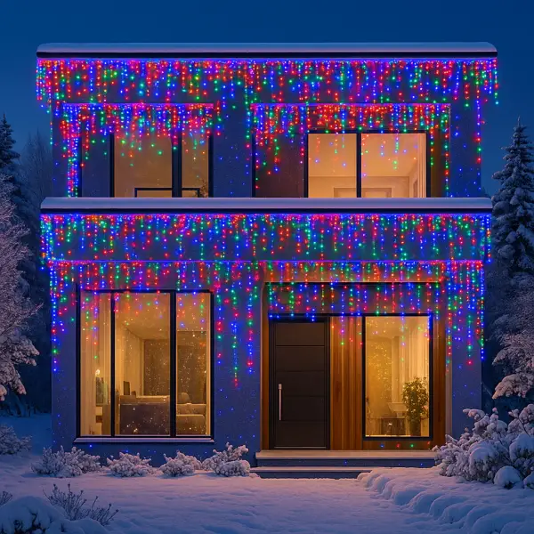 Вулична гірлянда Бахрома 36 м 600 LED білий провід Мультиколір 36MWML