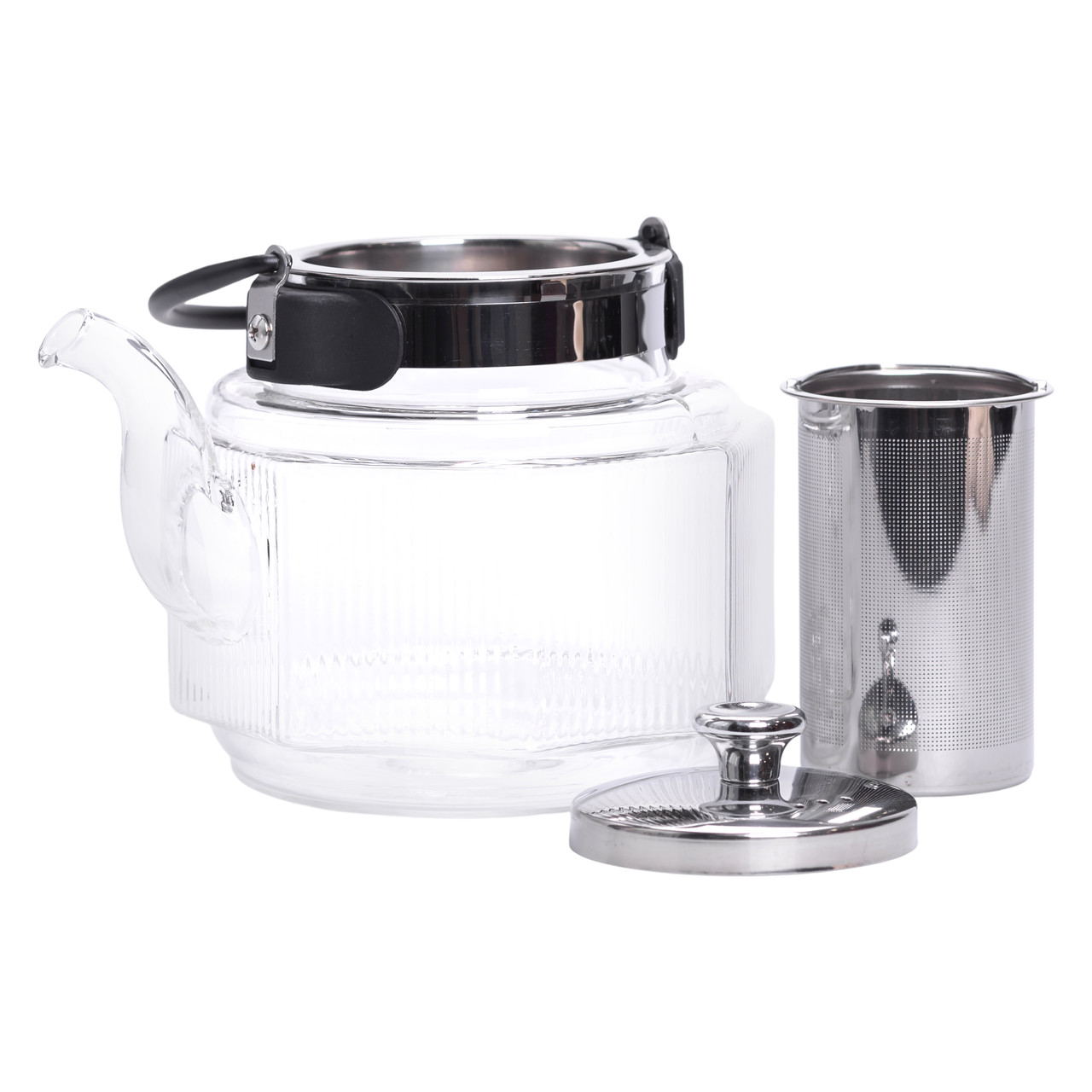 Заварник скляний чайник 1.1 л з ручкою і фільтром прозорий HP-33-4
