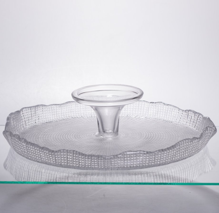 Тортівниця трансформер скляна на ножці, менажниця трансформер прозора скляна 64486-53