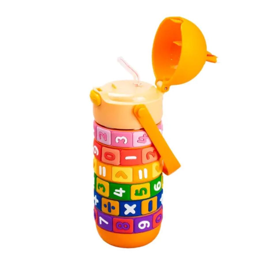 Термос дитячий інтерактивний 430 мл з цифрами Помаранчевий HP17305O