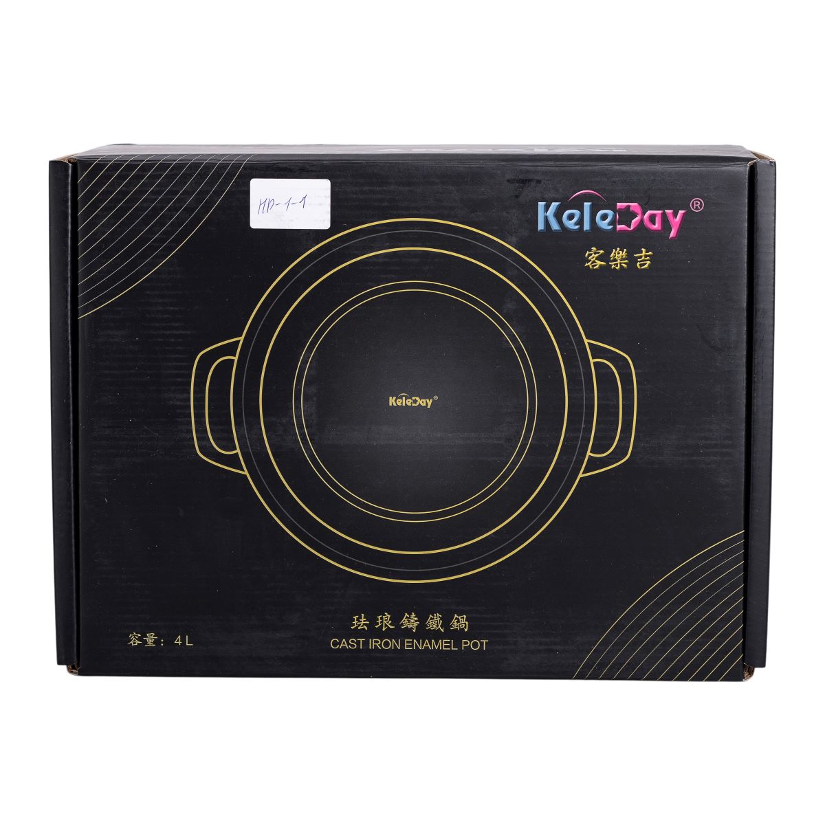 Каструля чавунна емальована 3,5 л з кришкою Ø24 см Зелена HP-1-1