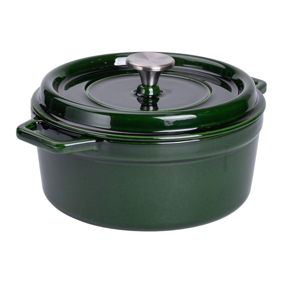 Каструля чавунна емальована 3,5 л з кришкою Ø24 см Зелена HP-1-1