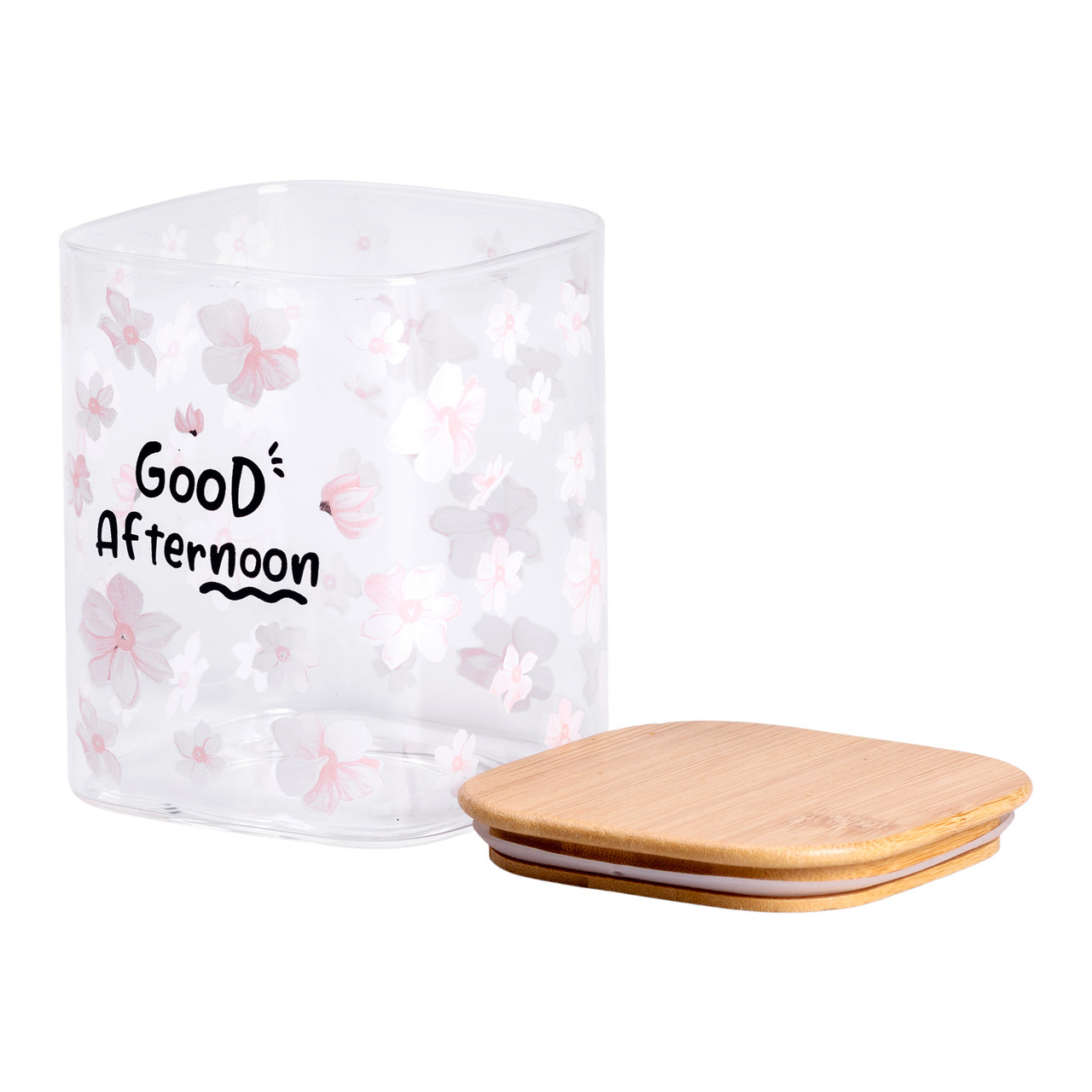 Банка для сипучих продуктів з бамбуковою кришкою 900 мл ємність для сипучих скло HP-34-24