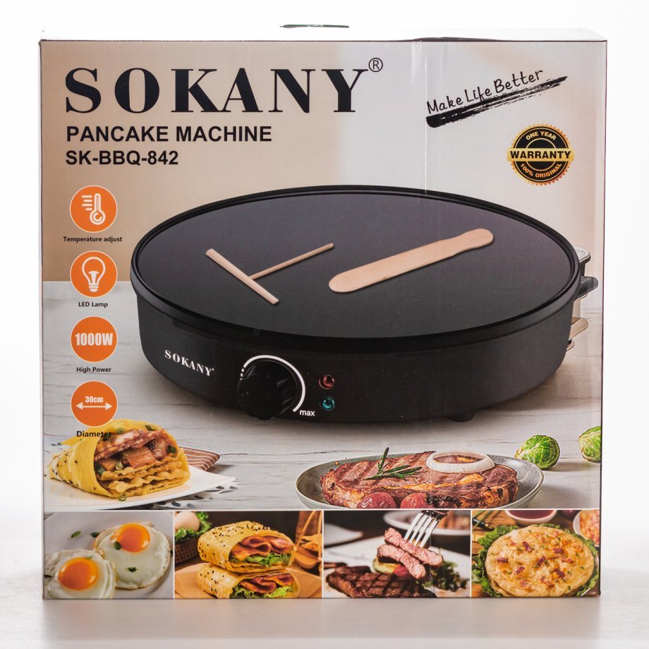 Млинниця електрична Sokany SK-BBQ-842 електромлинниця Ø30 см автоматична млинниця для дому професійна