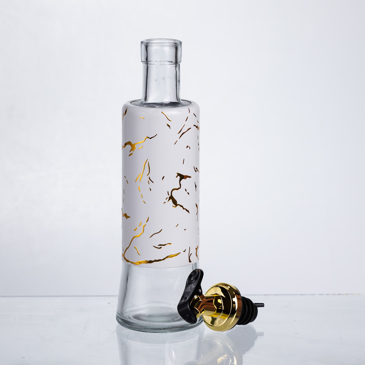 Пляшка для олії з дозатором 300 мл, білий мармур HP-1343