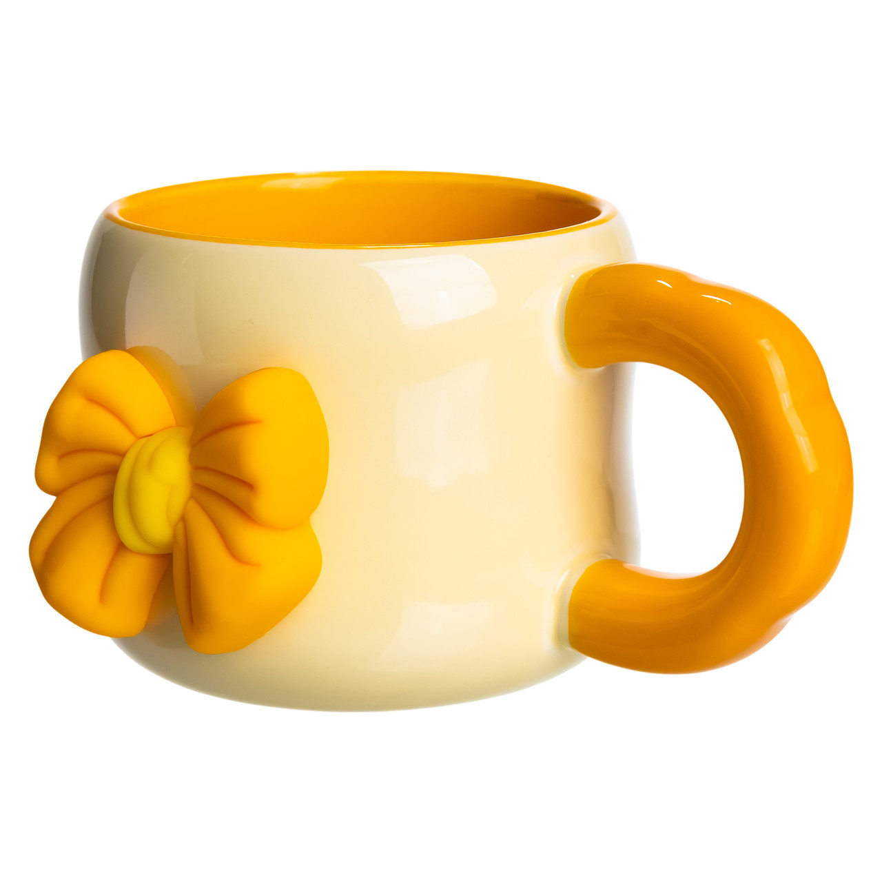 Кубок порцелянова з магнітом Бант 400 (мл) подарункова кружка прикольна чашка для дітей на подарунок Бежевий з жовтим FM-52A