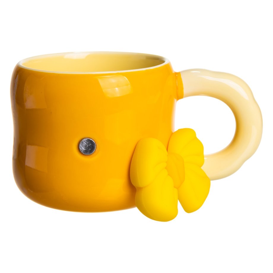 Кубок порцелянова з магнітом Бант 400 (мл) подарункова кружка прикольна чашка для дітей на подарунок Жовтий з бежевим FM-52B