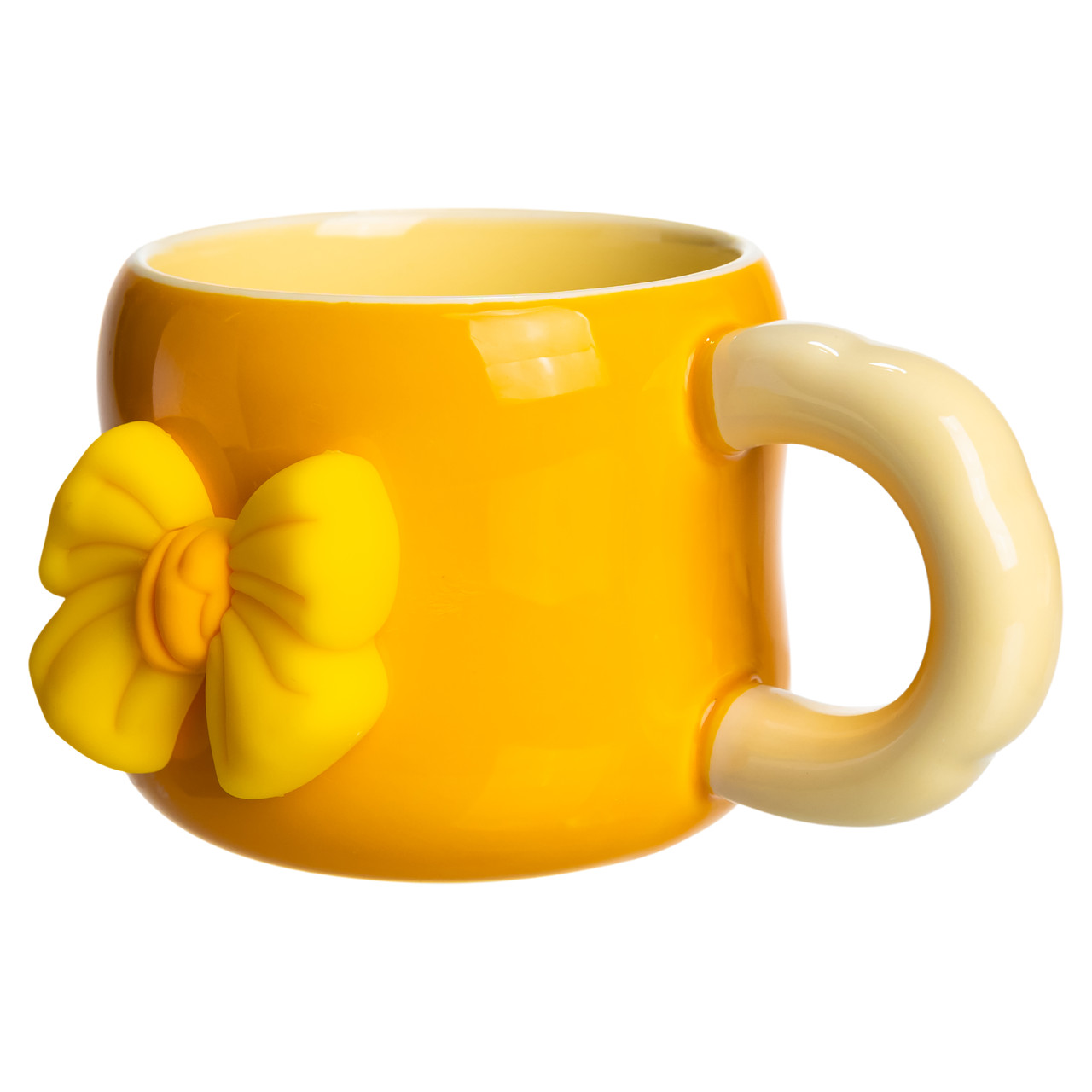 Кубок порцелянова з магнітом Бант 400 (мл) подарункова кружка прикольна чашка для дітей на подарунок Жовтий з бежевим FM-52B