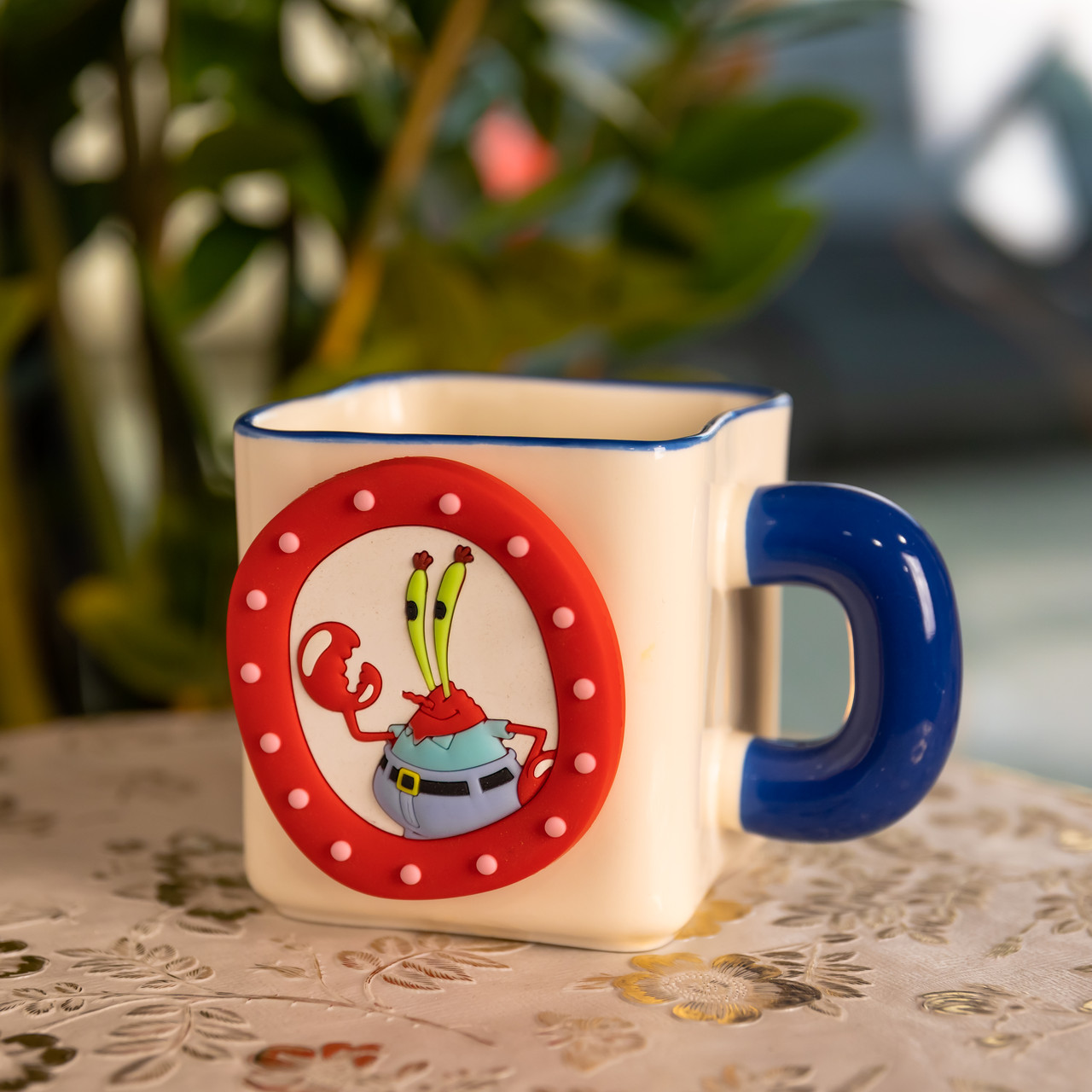Порцелянова чашка "Містер Крабс" з магнітним декором 500 мл, Кружка дитяча чашка із порцеляни на подарунок FM-12BL