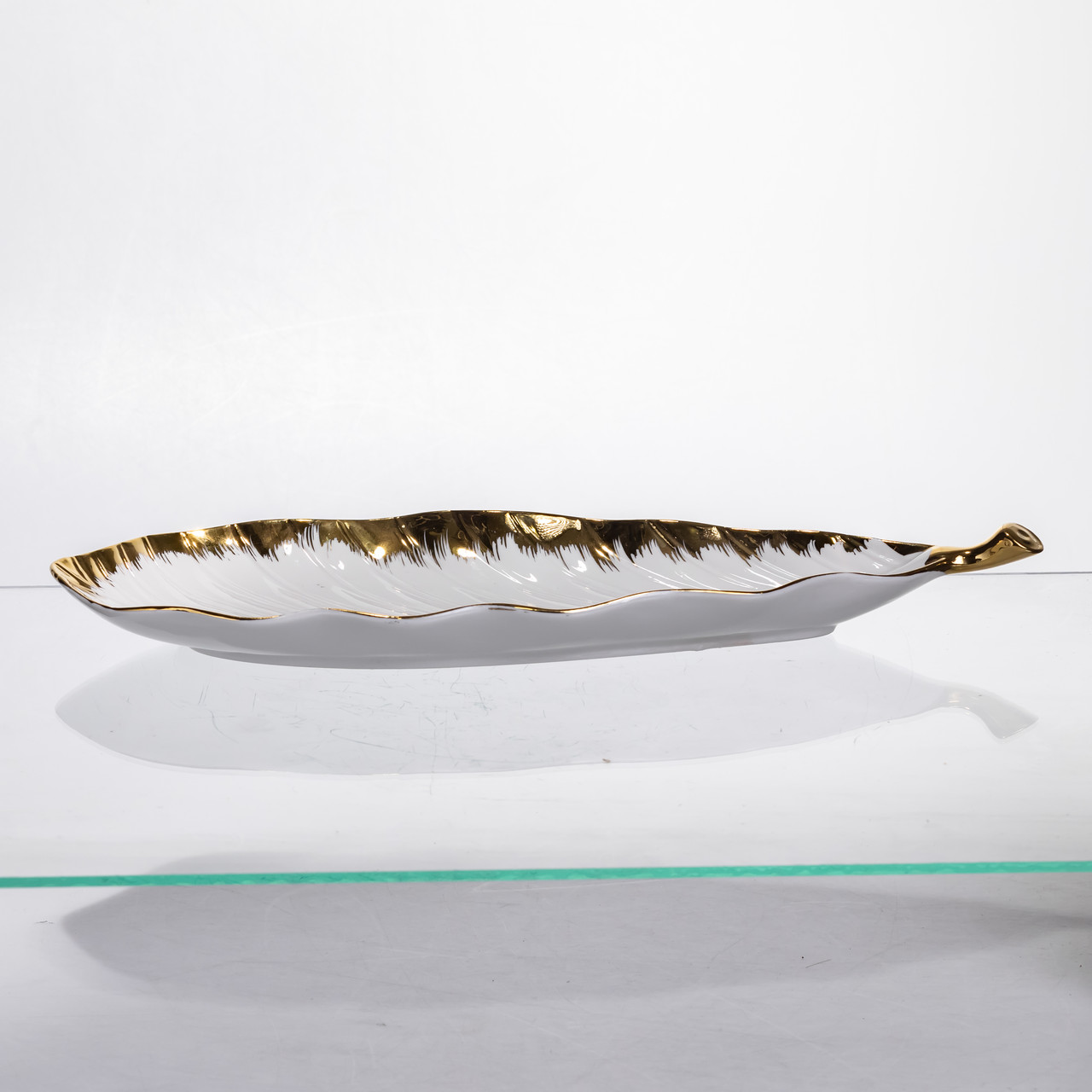 Порцелянове блюдо для сервірування столу 37×13×2.5 (см) блюдо для подавання закусок Білий із золотом CJY-145