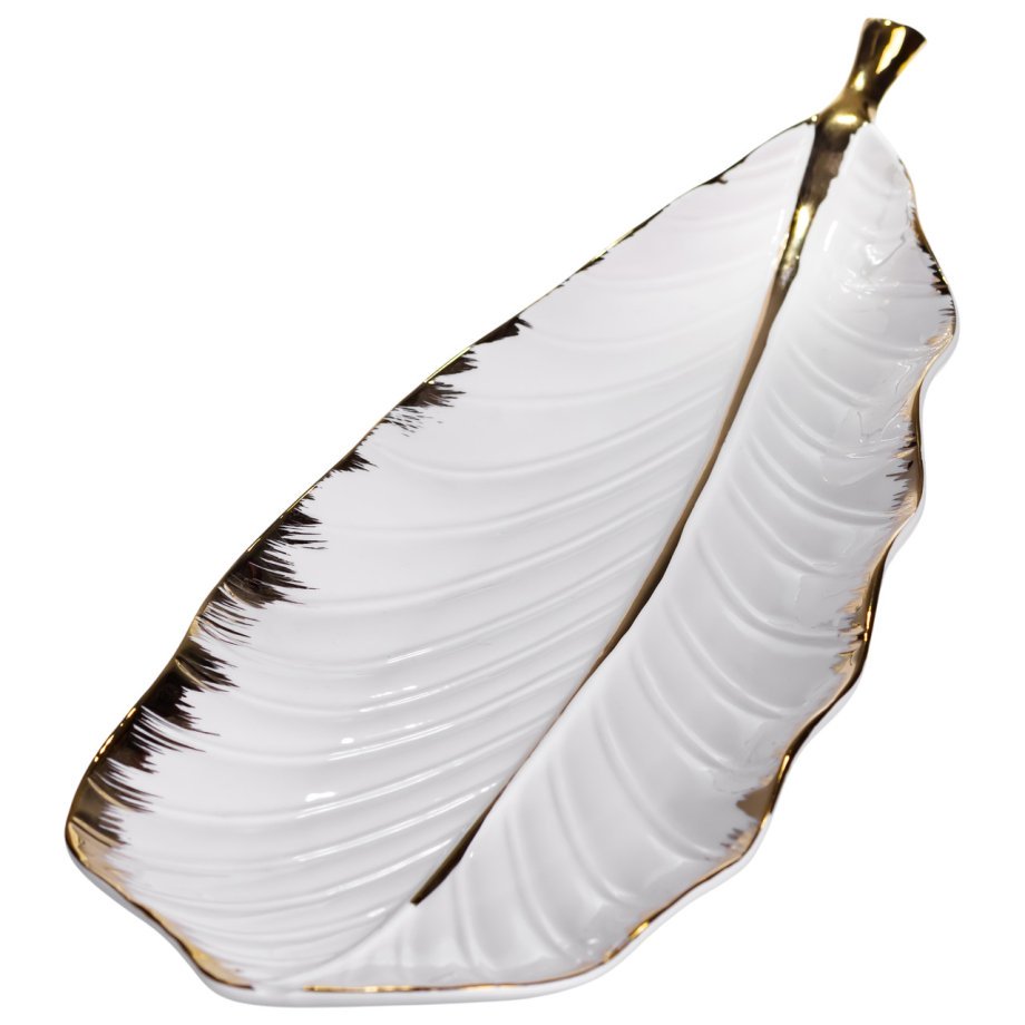 Порцелянове блюдо для сервірування столу 45×16.5×3 (см) блюдо для подавання закусок Білий із золотом CJY-175