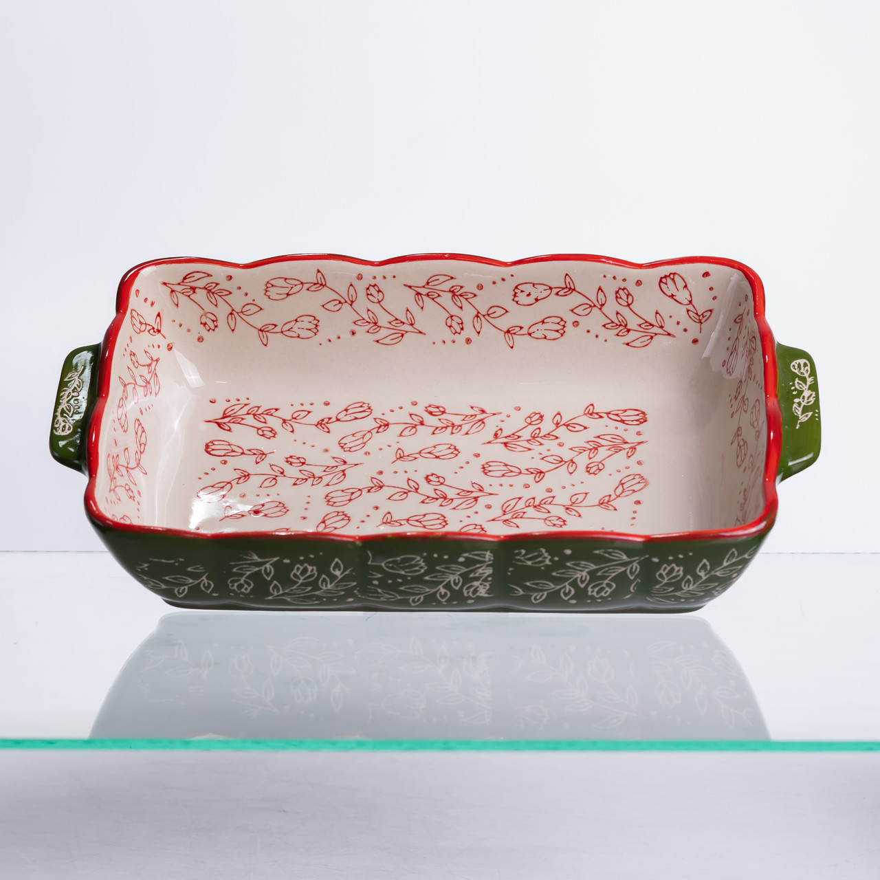 Форма для випікання Vintage 28×17×5 (см) прямокутна форма для випікання в духовці з ручками Зеленая HM05-10