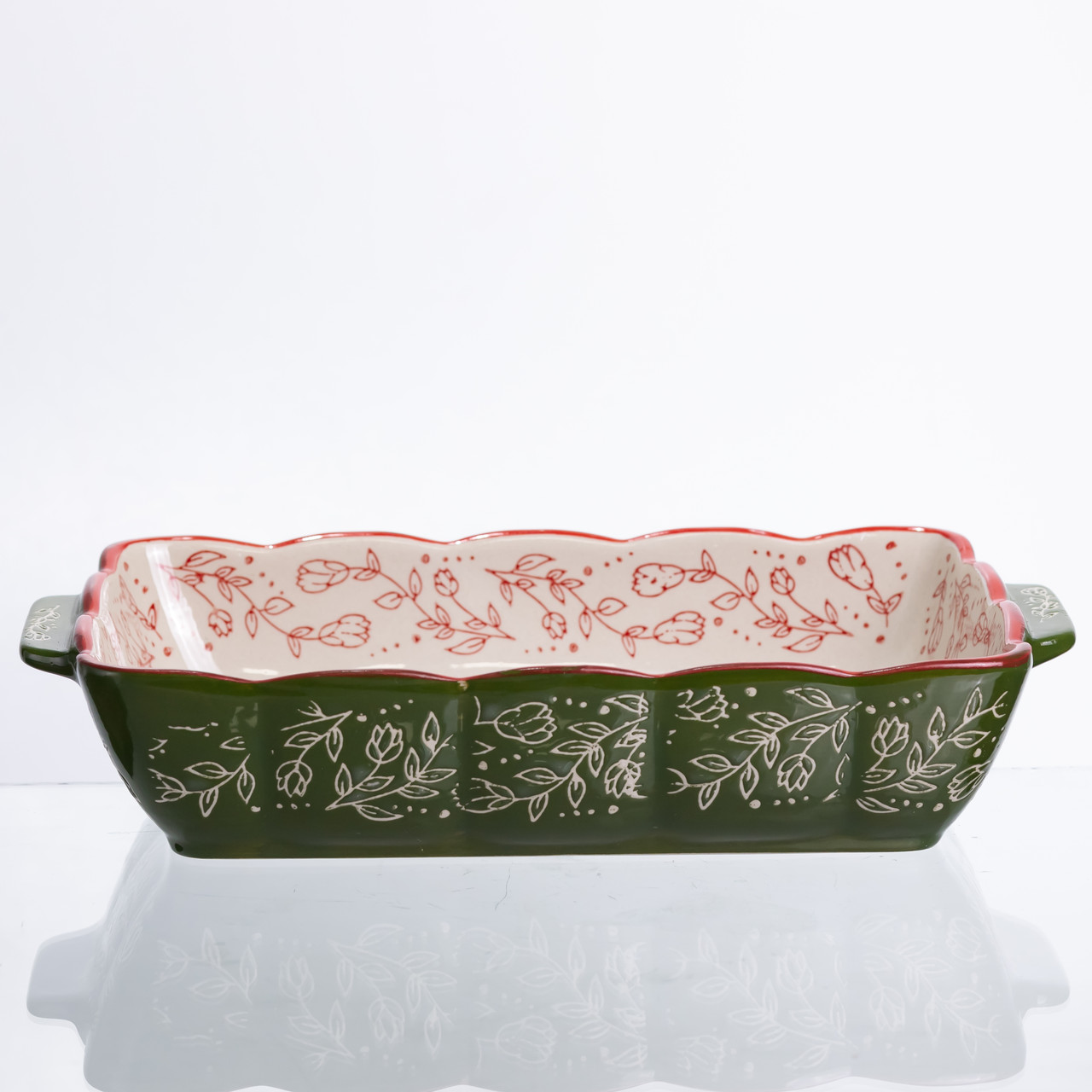 Форма для випікання Vintage 28×17×5 (см) прямокутна форма для випікання в духовці з ручками Зеленая HM05-10