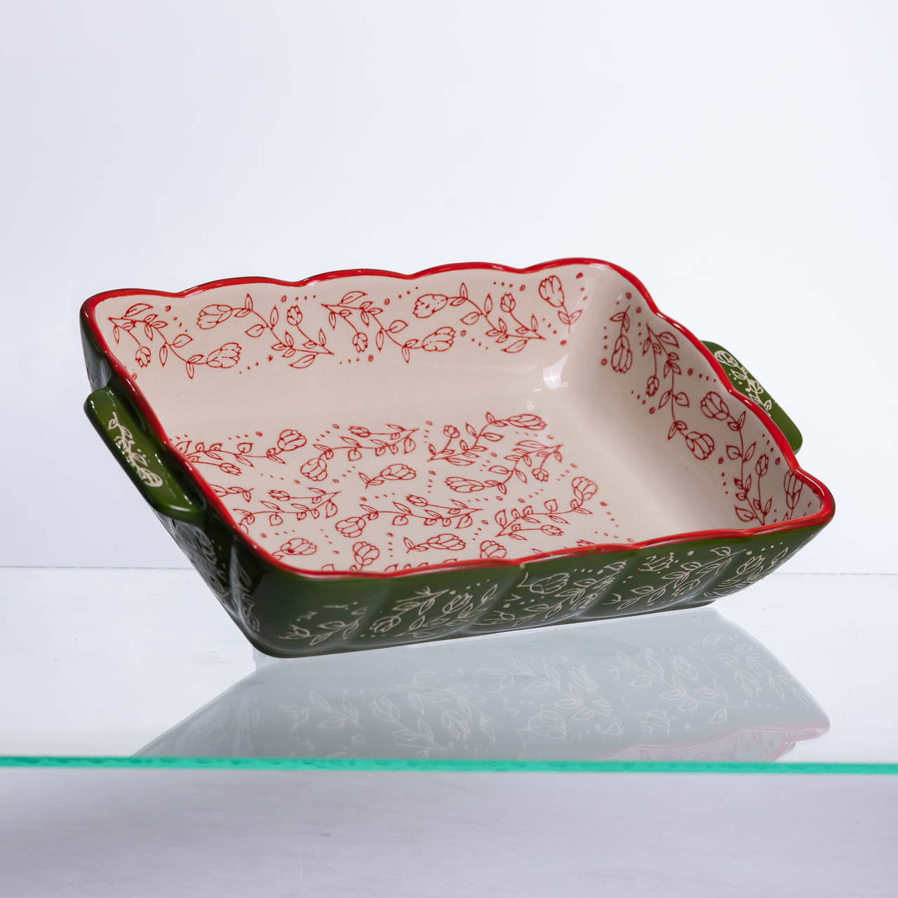 Форма для випікання Vintage 28×17×5 (см) прямокутна форма для випікання в духовці з ручками Зеленая HM05-10