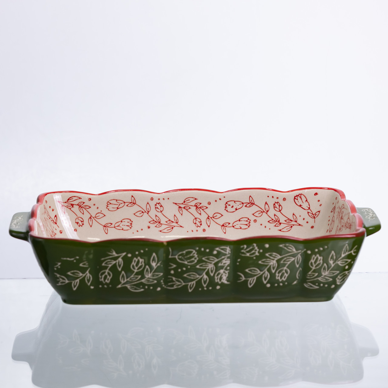 Форма для випікання Vintage 28×17×5 (см) прямокутна форма для випікання в духовці з ручками Зеленая HM05-10