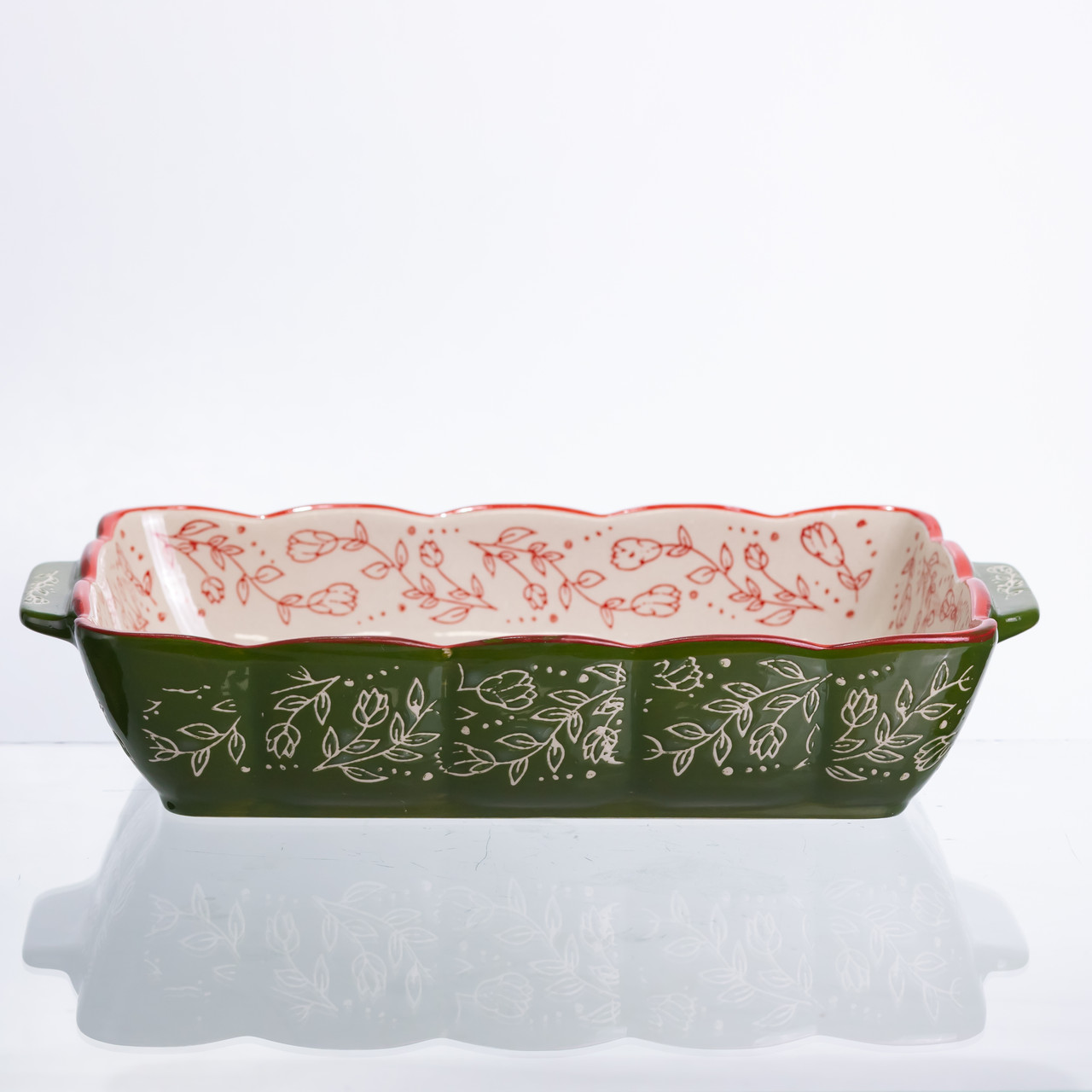 Форма для випікання Vintage 28×17×5 (см) прямокутна форма для випікання в духовці з ручками Зеленая HM05-10