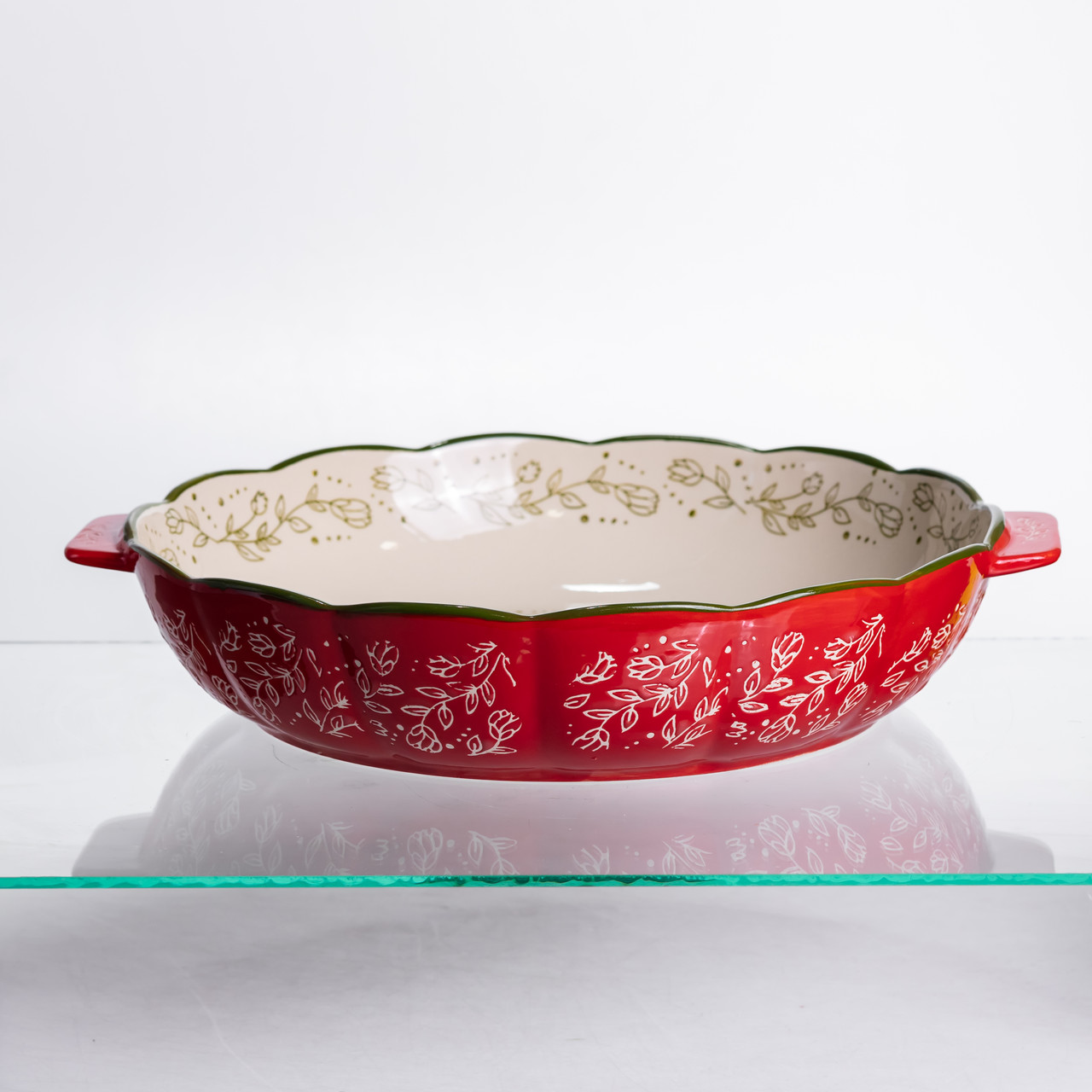 Форма для запікання Vintage Ø30 (см) кругла форма для випікання в духовці з ручками Червона HM04-08