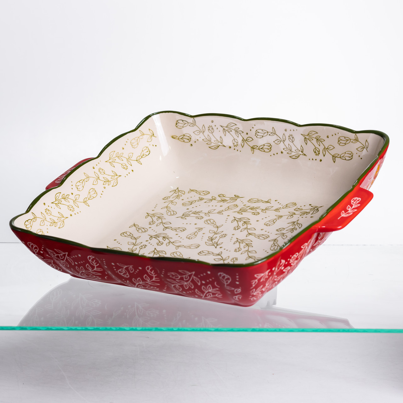 Форма для запікання Vintage 34×30×7 (см) квадратна форма для випікання в духовці з ручками Червона HM04-16