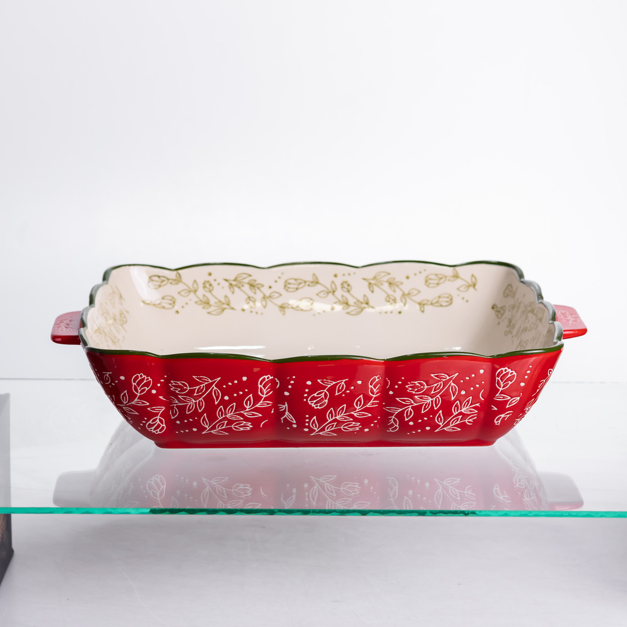 Форма для запікання Vintage 34×30×7 (см) квадратна форма для випікання в духовці з ручками Червона HM04-16
