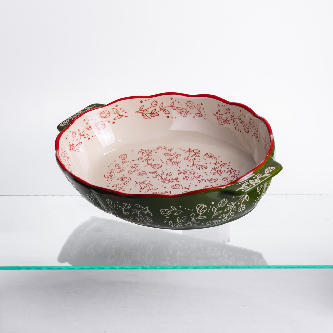 Форма для запікання Vintage 35×22×5 (см) овальна з ручками Зелена HM05-03