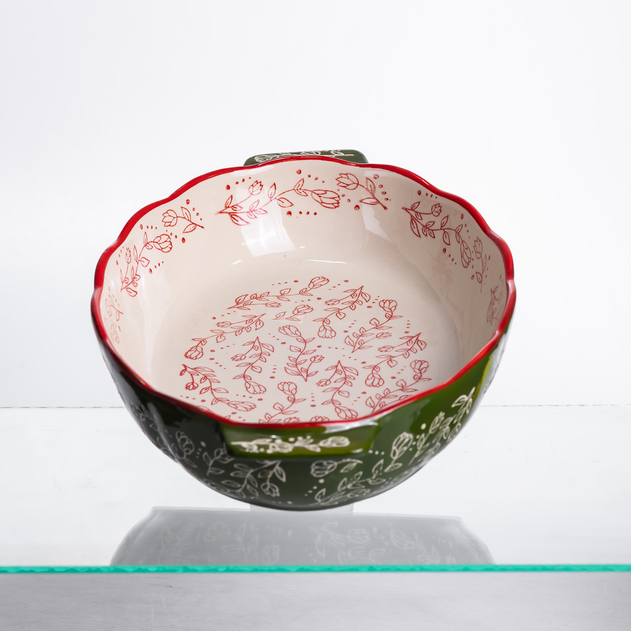 Форма для запікання Vintage 35×22×5 (см) овальна з ручками Зелена HM05-03